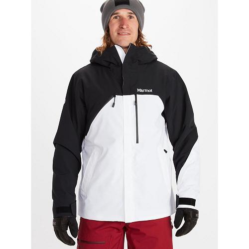 Marmot Ski Jacket Black White NZ - Torgon Jackets Mens NZ296815